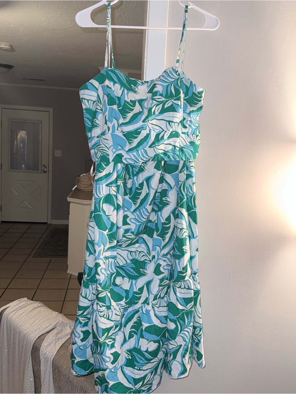 Japna Green & White Tropical Print Midi Dress
